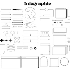 May include: A black and white infographic with various shapes, lines, and arrows. The infographic includes circles, squares, rectangles, and other geometric shapes. The text "Infographic" is at the top of the image.