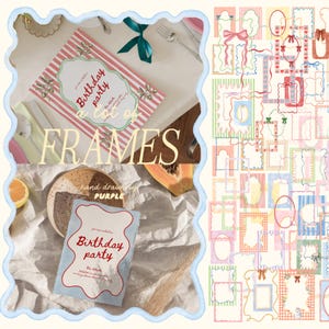 Coleção de molduras de aquarela caprichosas - 120 ilustrações PNG desenhadas à mão para papelaria de festa, diário, cartões de felicitações e casamento