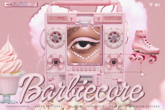 Barbiecore Pink Paper Textures: Y2K Graphics, Photo Prints (Digital Download)