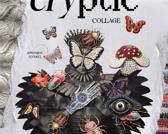 Cryptic Mixed Media Collage Kit: Surreal Graphic Elements (Digital Download)