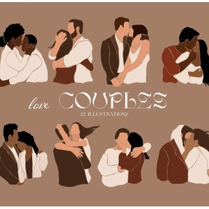 Amor parejas SVG, arte abstracto, imágenes prediseñadas de pareja. Parejas abstractas - imágenes prediseñadas SVG. Mujer, hombre, hombre, mujer, imágenes prediseñadas de amor. Conjunto del día de San Valentín.