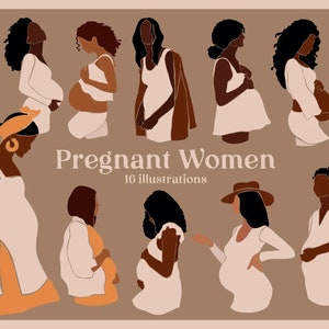Clipart de gravidez abstrata - Mulher negra africana grávida abstrata png, svg - Clipart de família - clipart de mãe gravidez - DIY Woman SVG