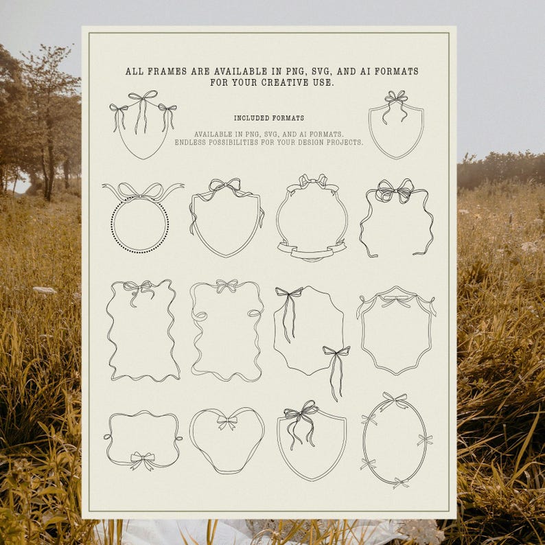 Whimsy Charm Crests and Frames Bundle. Minimalist Hand Drawn Line Art ...