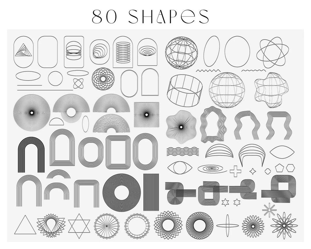 Geometric Shapes SVG Bundle: Abstract Line Art Clipart (digital ...