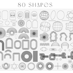 Formas abstractas, SVG geométricos, paquete de infografías de arte lineal. Arte moderno, líneas, ondas, clipart digital. Paquete enorme con formas geométricas.
