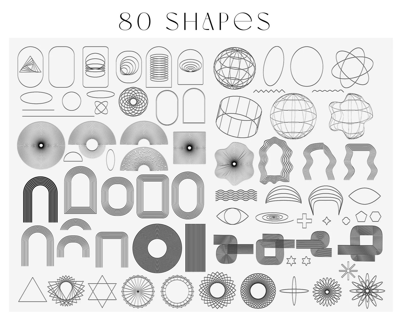 Geometric Shapes SVG Bundle: Abstract Line Art Clipart (Digital Download)