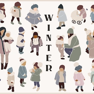 Clipart abstrait d'enfants d'hiver - bébé abstrait imprime - clipart de SVG - clipart de famille. Gravures de pépinière. Clipart d'hiver. Collection bébé mignon