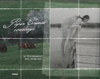 Paper Crease Overlays: 20 Transparent PNGs