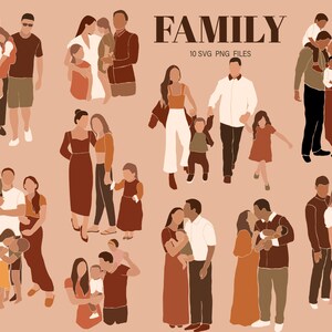 Imágenes prediseñadas abstractas de familia - Láminas abstractas de padres - Imágenes prediseñadas SVG - Imágenes prediseñadas de bebé. Láminas para habitación infantil. Imágenes prediseñadas SVG de familia. Archivos SVG de madre y padre.