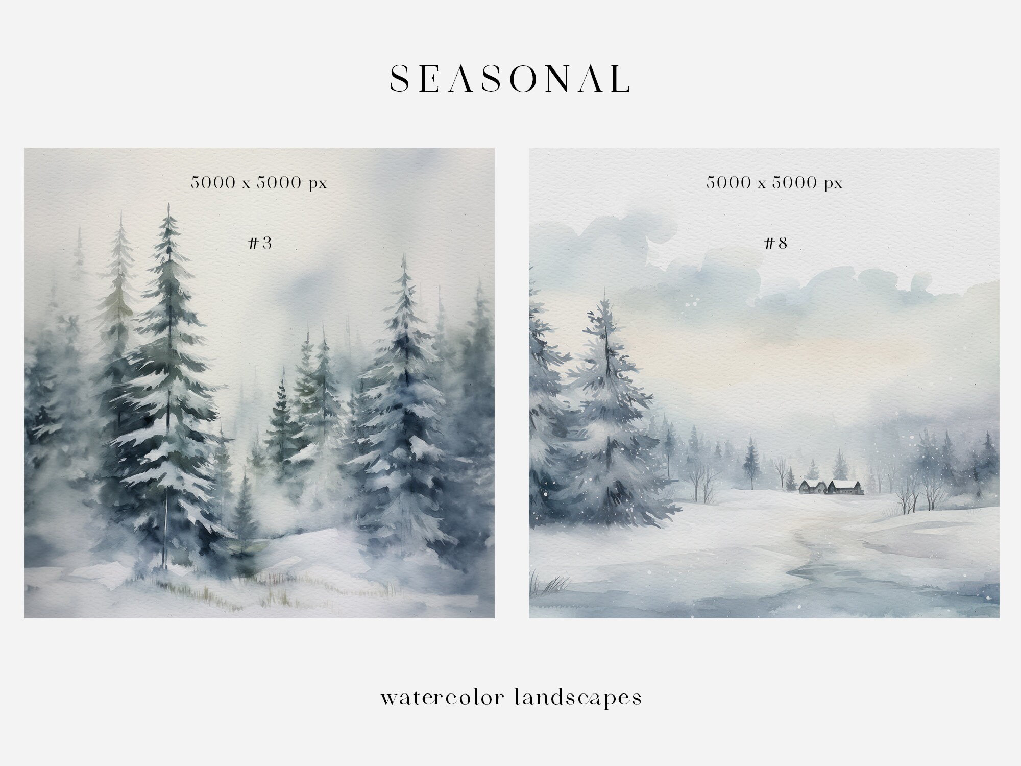 Watercolor Winter Forest Clipart: Pine Tree Digital Paper (PDF Link) - Etsy