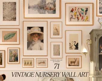 71 Vintage Nursery Prints: Eclectic Gallery Wall Art (Digital Download)