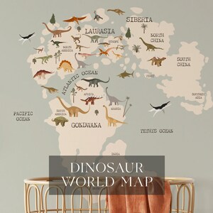 Edle Dinosaurier-Weltkarte für Spielzimmer - Poster für die Dinosaurier-Welt