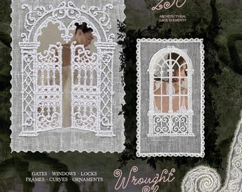 250 Architectural Lace PNGs: Gates, Windows, Frames and Ornamental Clipart