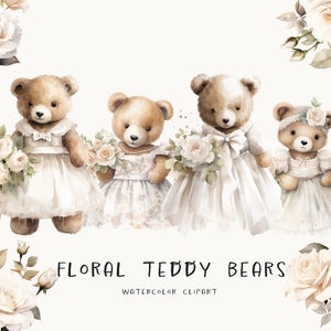 Bloementeddyberen aquarel clipart. Vintage babyshower voor een meisje, clipart voor commercieel gebruik, transparante png, witte rozen