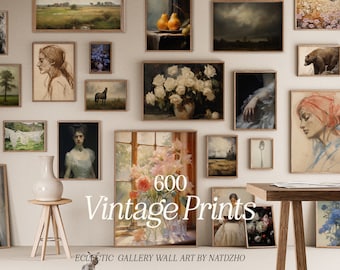 Ultimative 600 Vintage Prints Sammlung - Druckbare Landschaft & Blumen Wandkunst, antikes Galerie-Set | Mega Download
