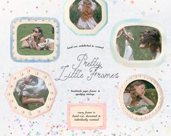 Cornici di carta fatte a mano PNG, cornici per foto trasparenti, sovrapposizioni per scrapbooking e diario