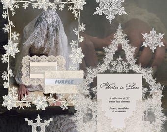 Winter in Lace is a collection of 80 decorative PNG elements