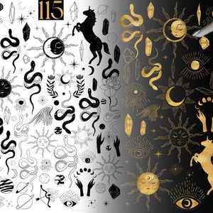 Esoteric clipart, Celestial collection, Sun illustration, Celestial svg, Esoteric svg, Mystical vector icons, Mystery Symbols, Logo creator