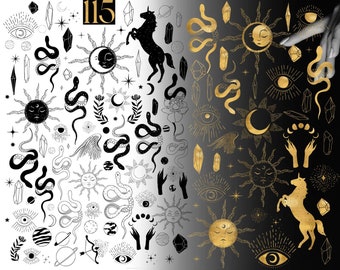 Esoteric Celestial Clipart: Mystical Vector Icons (SVG, PNG, AI)
