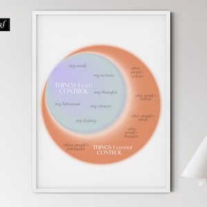 Things I Can and Cannot Control - Inspiring Mental Health Poster for Therapy Office Decor | Calm Down Corner Art for School Counselors & CBT