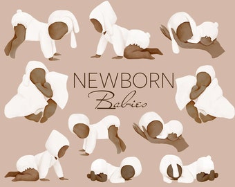 Watercolor newborn Baby clipart, Baby Shower Illustration, Nursery Kids Clipart, Digital Babies, Maternity, Greeting Card, baby boy girl