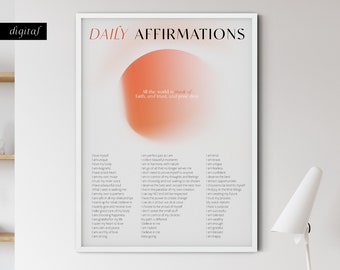 Daily Affirmations Print: Self Love, Mental Health Poster (Digital Download)