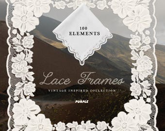 Vintage Lace Frames PNG, Doily Overlays, Rococo Wedding Borders Set