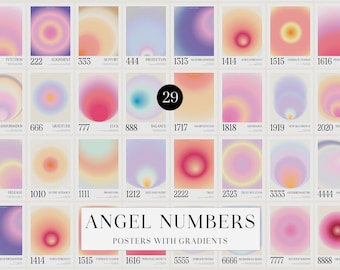 Angel Numbers Aura Poster Sammlung - 29 Designs, trendige Wandkunst - Instant Download
