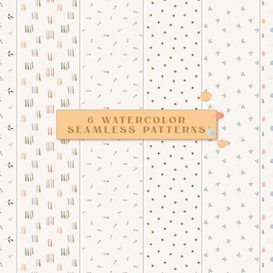 Zacht aquarelpapier - Aquarel Scrapbook Papers - Kleine naadloze patronen - Digitale achtergrond - Afdrukbare papierset - Kwekerij