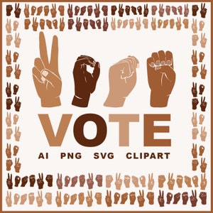 VOTE Faust svg, Rarise Hand svg, Power , Frau Mann, Finger, Schlag, Vektor, Gebärdensprache VOTE Datei für Cricut, Silhouette, Sofort Download