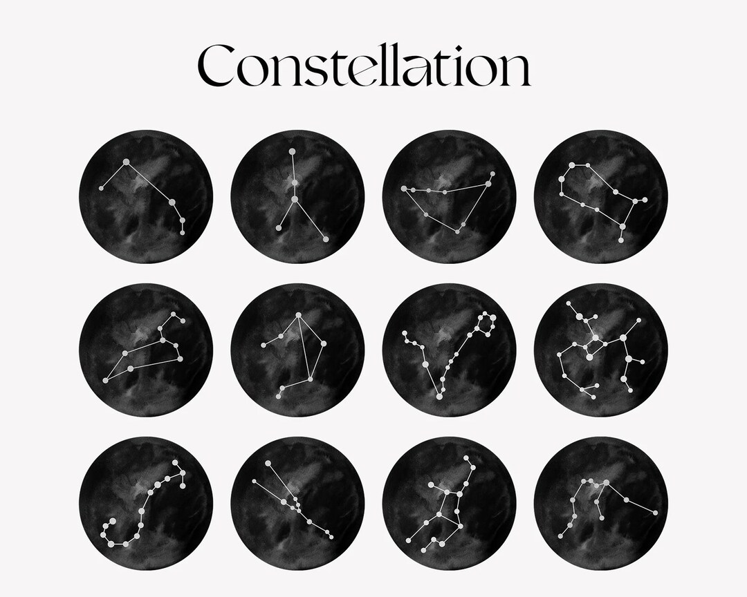 Constellation Zodiac Sign Watercolor Constellation Icons Constellation Wall Art Minimalist