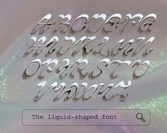 Liquid Chrome フォント: 3D バブル PNG 文字、Y2K スタイル