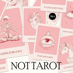 Imágenes prediseñadas digitales de cartas sarcásticas para escritorio - Afirmaciones que no son de tarot para imprimir - Archivos PNG vintage únicos para una decoración elegante de la oficina en casa