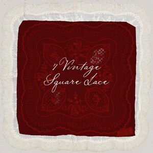 Vintage Square Lace PNG Set: Antique Handkerchief Clipart (Digital Download) image 4