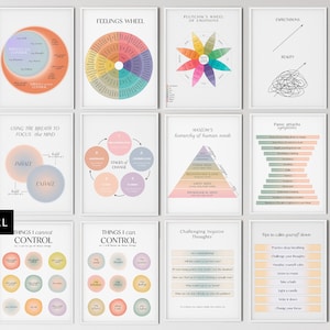 School Psychologist Print Collection: 12 Therapy Posters for Office Decor & Mental Health Awareness