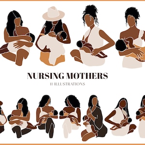 Abstracte Nursing moeder clipart - Moeder clipart - Black Woman SVG - Abstracte moeder SVG - SVG clipart - Baby clipart.