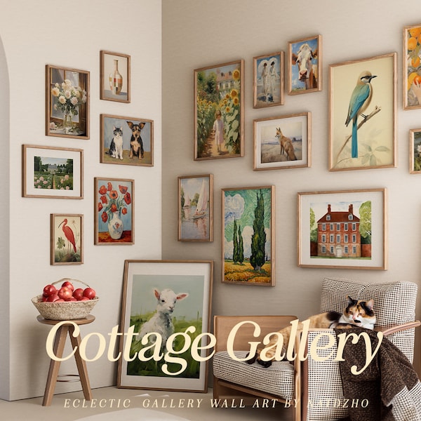 200 Eclectic Prints. Cottage Gallery Wall Set, Maximalist Cottagecore Wall Art, English Cottage, Van Gogh, Matisse, Digital Download