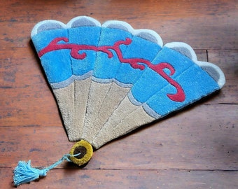 Handmade Fan Rug That Opens - Unique Whimsical Decor with Playful Design - Acrylic Wool Blend Decorative Rug for Living Room