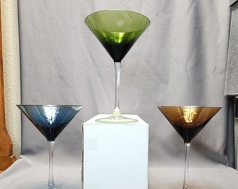 Vintage Polka Dot Cosmopolitan Martini Glasses Cocktail Glass Multicolor (Set of 3 Glasses) Barware Toasting Glasses Drinkware Vintage