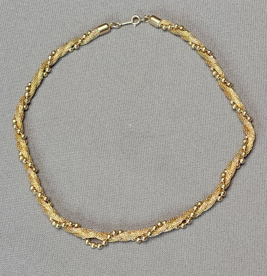 Vintage Avon Gold-tone Choker Collar Necklace 16 Twisted Mesh Rope Bead ...