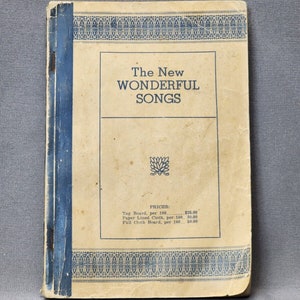 The New Wonderful Songs For Work & Worship Hymnal Vintage, 1938 Hymns Christian Gospel Songbook, Praise Songs, Worship Hymns Vintage Hymnal