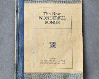 The New Wonderful Songs For Work & Worship Hymnal Vintage, 1938 Hymns Christian Gospel Songbook, Praise Songs, Worship Hymns Vintage Hymnal