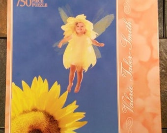 Vintage Puzzle "Sunflower Fairy" 750 Piece Jigsaw Puzzle (1997) Featuring The Art of Valerie TaborSmith - Milton Bradley - SEALED