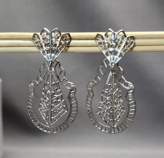 Vintage Screw Back Chandelier Dangle Earrings 2" … - image 1