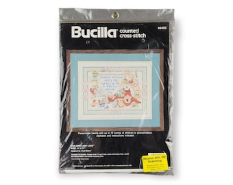 Bucilla Counted Cross Stitch Kit #40493 "Children Add Love" 14"x11" Vintage 1990 Gift For Mom Grandmother Gift Personalized Cross Stitch Kit