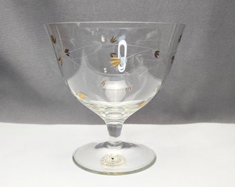 Vintage Toscany Hand Blown Compote Bowl Decorative Crystal Bowl Cut Glass Gold Flowers Vintage Pedestal Footed Bowl Gift For Her Home Decor