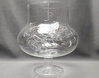 Anthropologie Dolce Candy Jar Footed Clear Glass Hand Blown Art Glass Leaves (No Lid) Home Accents Gift For Her Leaf Decoration Glass Jar