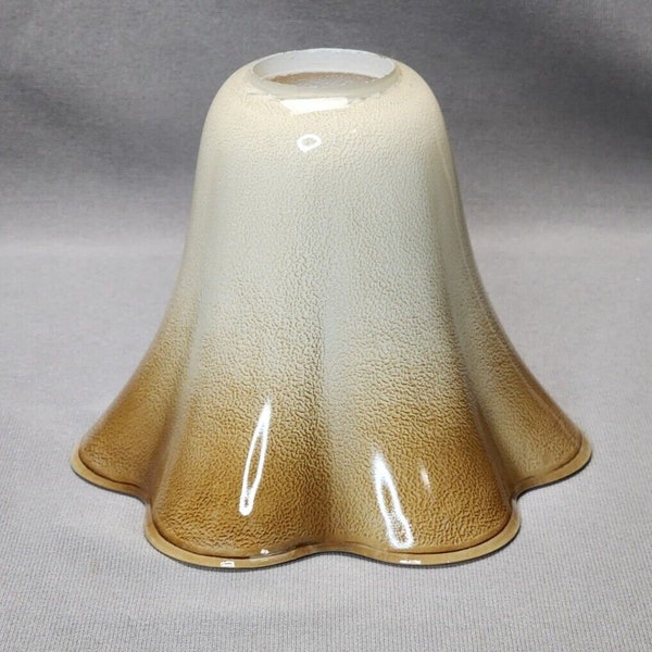 Vintage Brown & Cream Ombre Glass Bell Light Shade Lamp Shade Sconce Globe Fixture 1 3/4" Fitter Vintage Light Globe Glass Lamp Shade