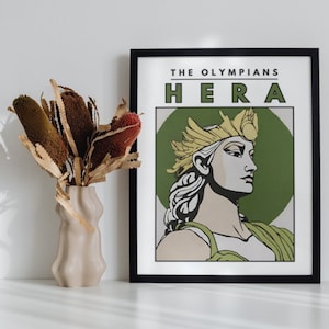 Arte mural de Hera / Dioses griegos retro / Póster imprimible / Impresión de mitología vintage / Arte mural único / Decoración del hogar DIY / Descarga instantánea fácil
