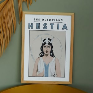 Arte mural de Hestia / Dioses griegos retro / Póster imprimible / Impresión de mitología vintage / Arte mural único / Decoración del hogar DIY / Descarga instantánea fácil
